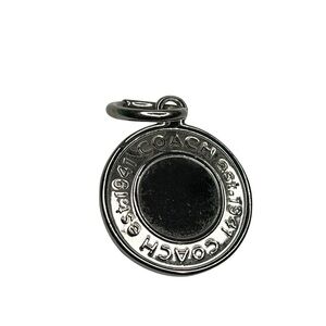 Coach legacy Medallion Metallic Silver Round Keychain keytag